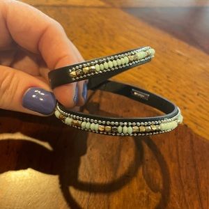 Stella & Dot black, gold turquoise wrap bracelet